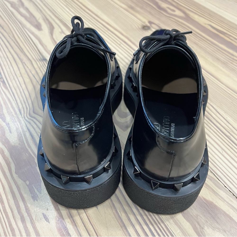 NEW Valentino Garavani Rockstud loafers Leather Derby Shoes Black Women's 37.5 - Picture 10 of 13